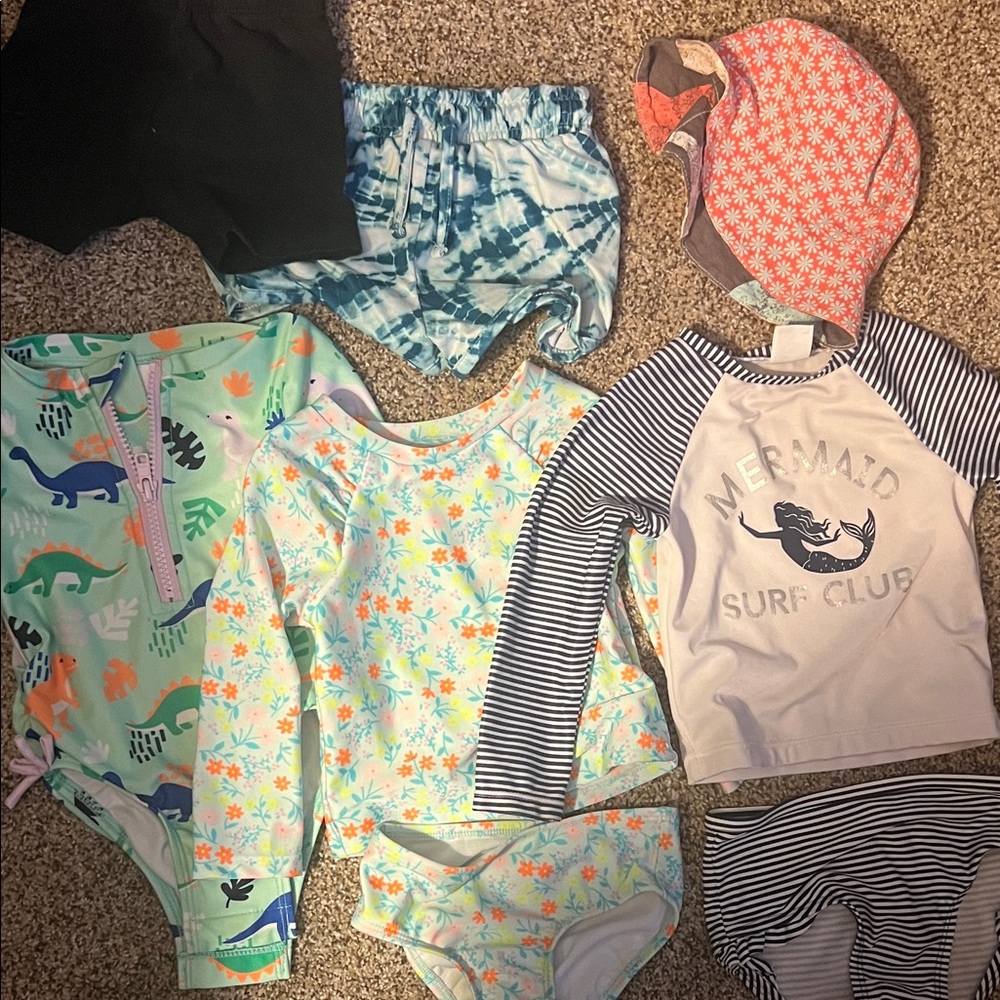 Cat & Jack Dinosaur and Floral Rashguard Set